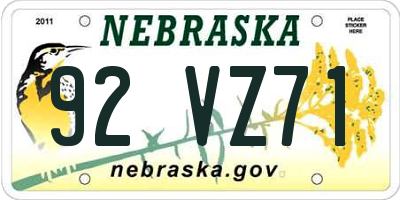 NE license plate 92VZ71