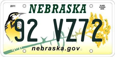 NE license plate 92VZ72