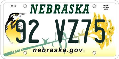 NE license plate 92VZ75