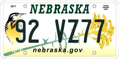 NE license plate 92VZ77
