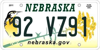 NE license plate 92VZ91