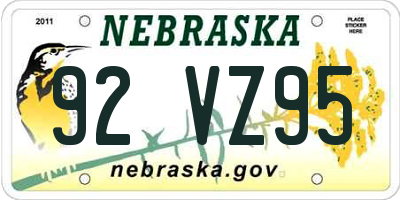 NE license plate 92VZ95