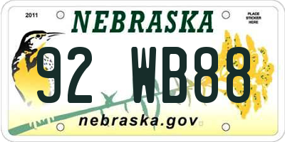 NE license plate 92WB88