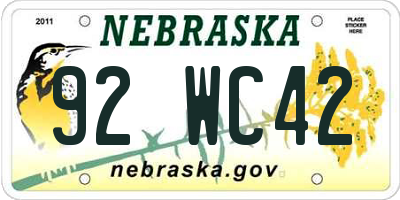 NE license plate 92WC42