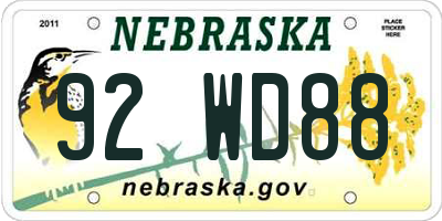 NE license plate 92WD88