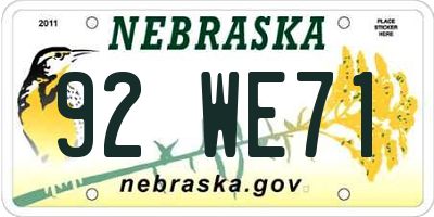 NE license plate 92WE71
