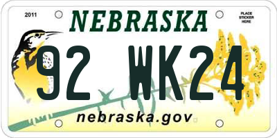 NE license plate 92WK24