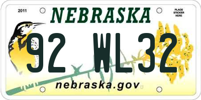 NE license plate 92WL32