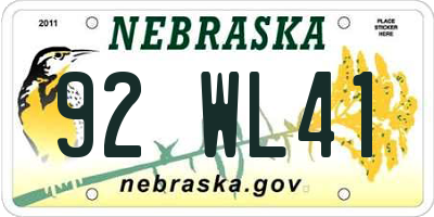 NE license plate 92WL41