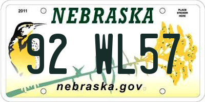 NE license plate 92WL57