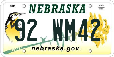 NE license plate 92WM42