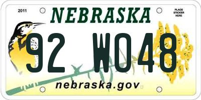 NE license plate 92WO48
