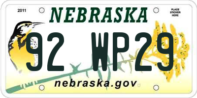 NE license plate 92WP29
