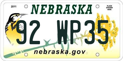 NE license plate 92WP35