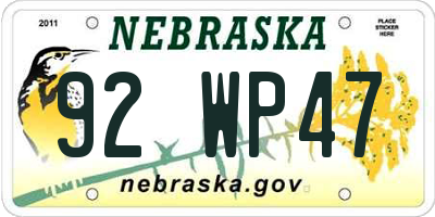 NE license plate 92WP47