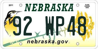 NE license plate 92WP48