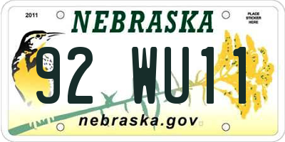 NE license plate 92WU11