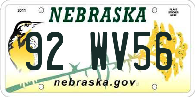 NE license plate 92WV56