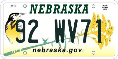 NE license plate 92WV71