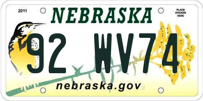 NE license plate 92WV74