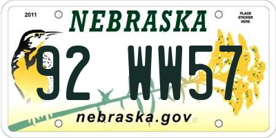 NE license plate 92WW57