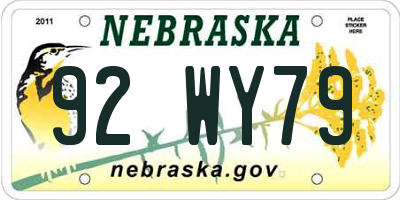 NE license plate 92WY79