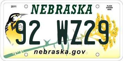 NE license plate 92WZ29