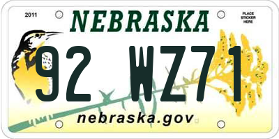 NE license plate 92WZ71