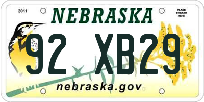 NE license plate 92XB29