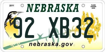 NE license plate 92XB32