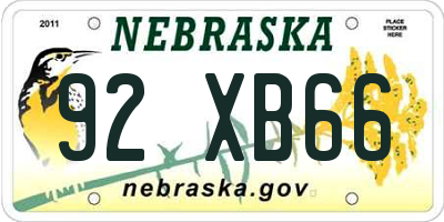 NE license plate 92XB66