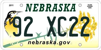 NE license plate 92XC22