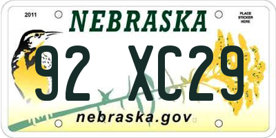 NE license plate 92XC29