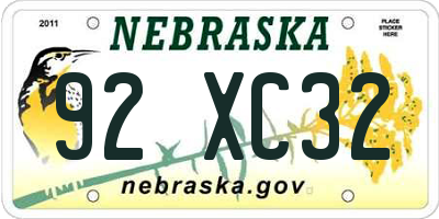 NE license plate 92XC32