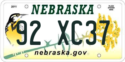 NE license plate 92XC37