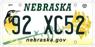 NE license plate 92XC52