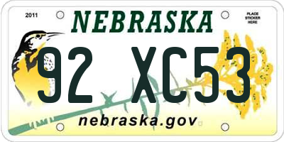 NE license plate 92XC53