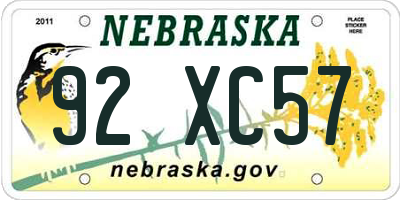NE license plate 92XC57