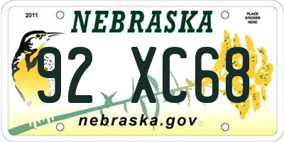 NE license plate 92XC68