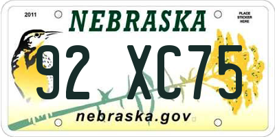 NE license plate 92XC75