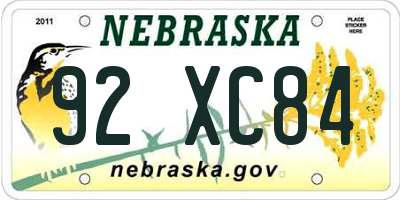 NE license plate 92XC84