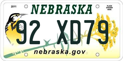 NE license plate 92XD79