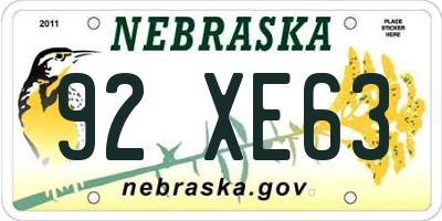 NE license plate 92XE63