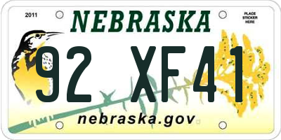 NE license plate 92XF41