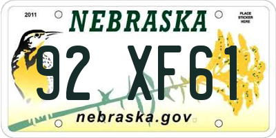NE license plate 92XF61