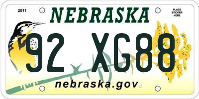 NE license plate 92XG88