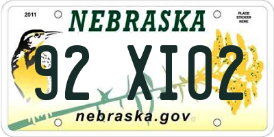 NE license plate 92XI02