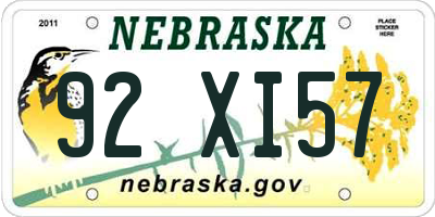 NE license plate 92XI57
