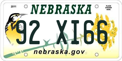 NE license plate 92XI66