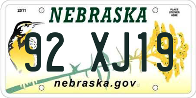 NE license plate 92XJ19